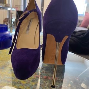 Brian Atwood suede indigo heels